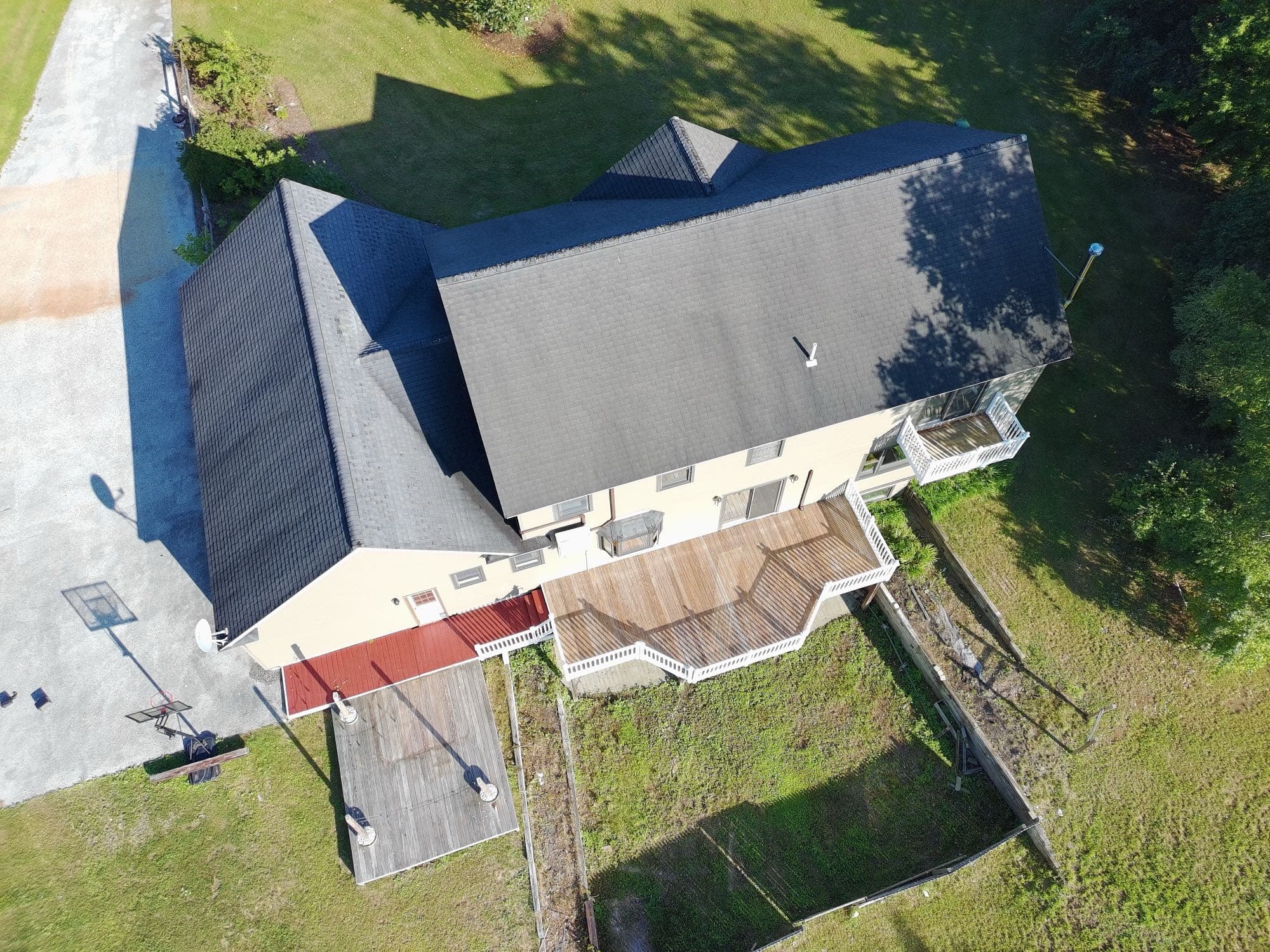 Overhead shot of a Vermont property showing full lot coverage