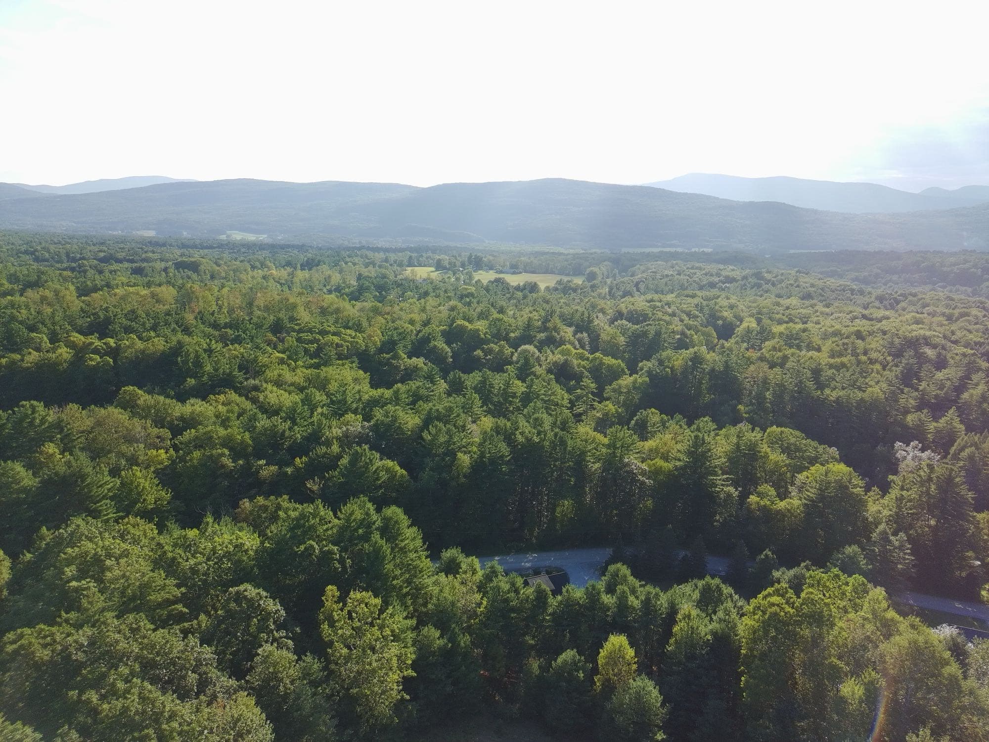 Overhead drone view of a Vermont property closing out the shoot